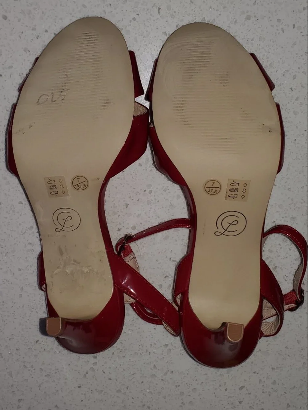 Chinese Laundry Glossy Red Crisscross Ankle-Strap Heels